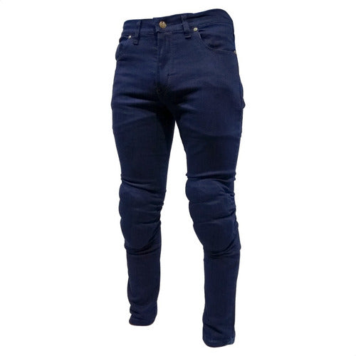 Samurai Warrior Urban Stretch Jeans with Knee Protections Blue Um 0