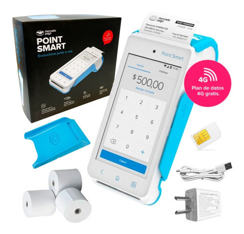 Mercado Pago Point Smart Posnet Wifi Chip + 5 Rolls 4G 0