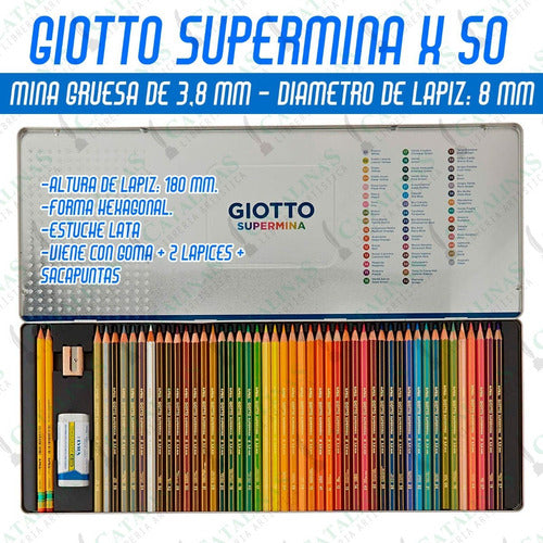 Giotto Lapices Colores Mina Gruesa Lata X50color Microcentro 0