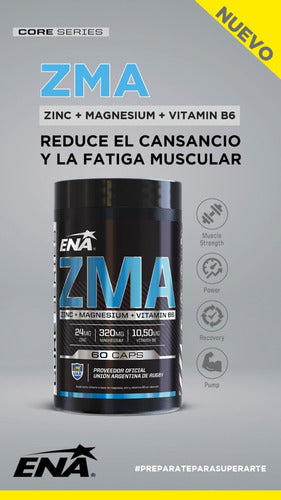 ENA Sport ZMA Ena 60 Caps Zinc Magnesium Vitamin B6 + Strength Combo 2x1 2