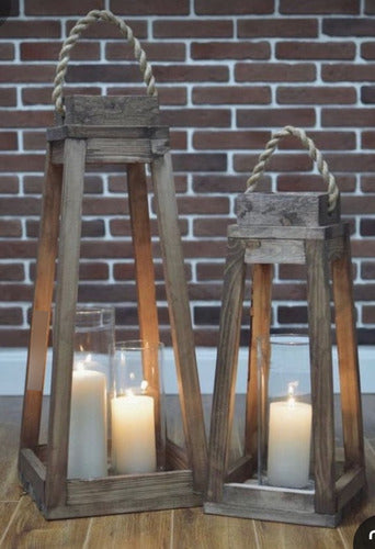 Rustic Wooden Lantern with Aromatic Candle 3