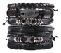 Burdah 6 In 1 Skull Fish Cross Leather Bracelet Set 0