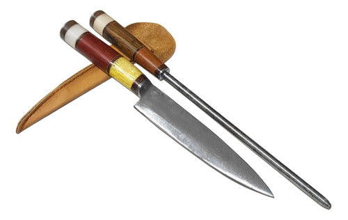 Handcrafted Knife Set with Sheath + Sharpening Steel 0