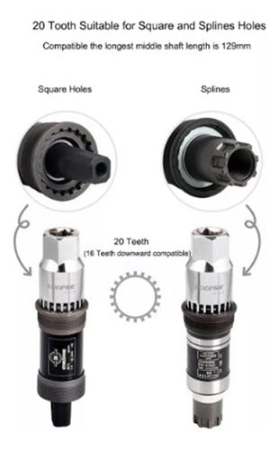 Combo Bicycle Bottom Bracket Tool Set Square Taper and Splined Axle 3