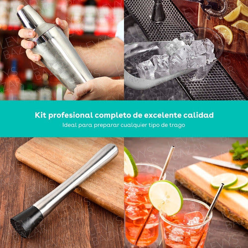 Levys Bazar Complete Bartender Kit - Stainless Steel Cocktail Shaker Set 5