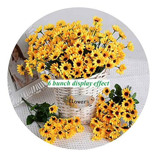 Artfen Artificial Sunflower 2 Bunches Fake Flower Arrangement 0