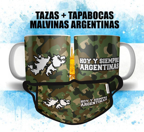 Combo Plantillas Sublimar Tazas Y Tapabocas Malvinas Diseños 2