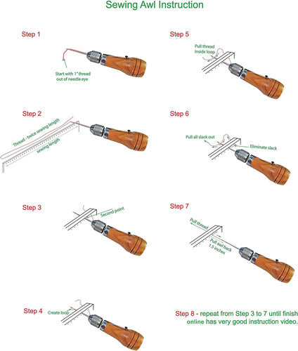 Kit De Costura Manual Para Cuero, Incluye Hilo Beige 1