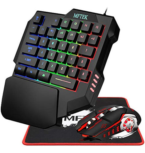 Mftek Combo De Teclado Y Mouse Para Juegos De Una Mano 0