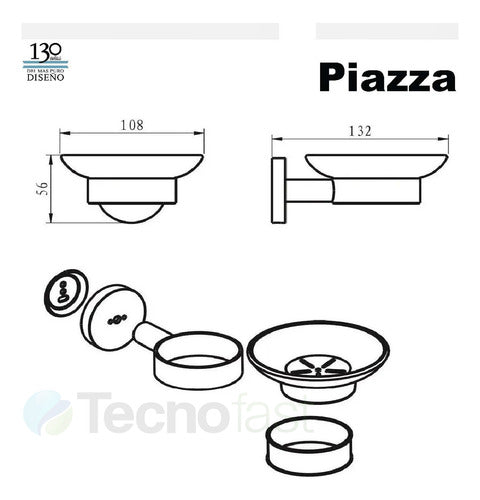 Accesorios Piazza Guilty Vaso + Jabonera + Toallero + Barral 3