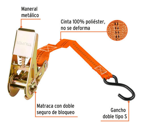 Juego De Cintas Con Matraca 2 Unidades Truper Su-400r 2