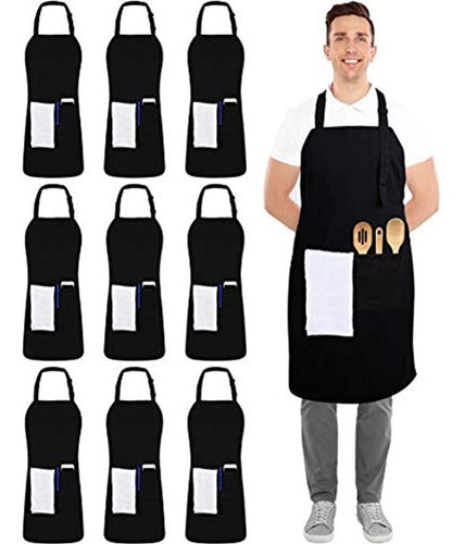 Utopia Kitchen - Paquete De 10 Delantales Ajustables Con Pec 0