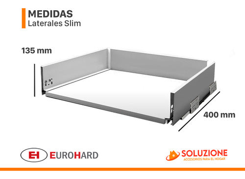 Lateral Slim Cajón 199x400mm Eurohard Blanco Cierre Suave 3d 2