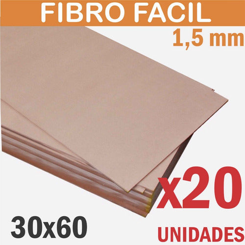 Promo 20 Placa Mdf Fibro Facil 1,5mm 30x60cm Arquifacil 1