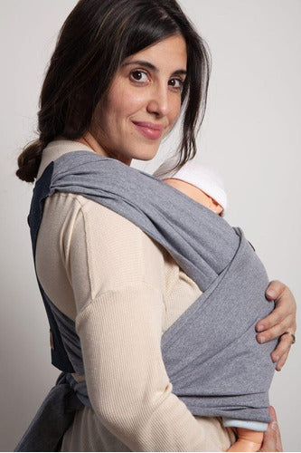 Pre-Assembled Baby Carrier Wrap with Denim Back and Gray Straps - Appa Lalá 1