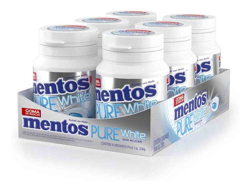 Kit 6 Chiclete Mentos Pure Fresh White Mint Zero Açucar 56g 0