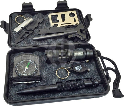 Survival EDC Kit with Flashlight Knife Compass Whistle 2