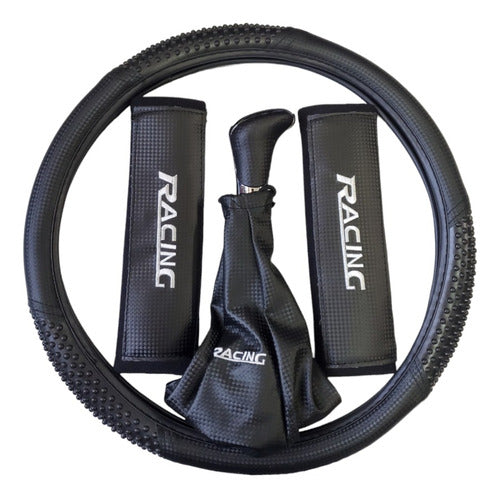 Sporty Steering Wheel Cover + Seat Belt Cover + Gear Shift Knob Combo for Honda Civic 14