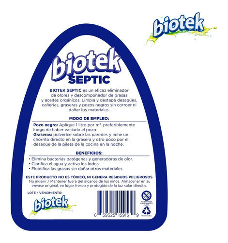 BioTek Eliminador De Olores Y Destapa Cañerías 3L - Bioseptic 2