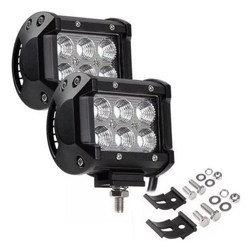 Set of 2 6 LED 18W 12V-24V Auxiliary Lights for Motorcycle 4x4 1