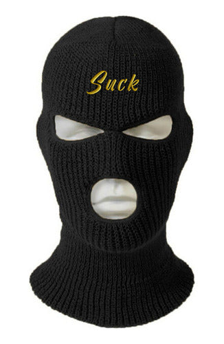 Outdoor Balaclava Hat Gold Embroidered Typography 0