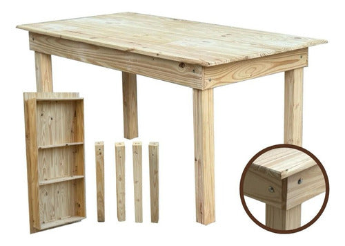 Muebles-de-Campo Solid Pine Dining Kitchen Table 100x70 0