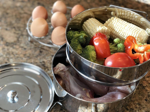 Me'n Lily Pressure Steamer Stainless Steel Stackable Insert Pans with Egg Rack 6