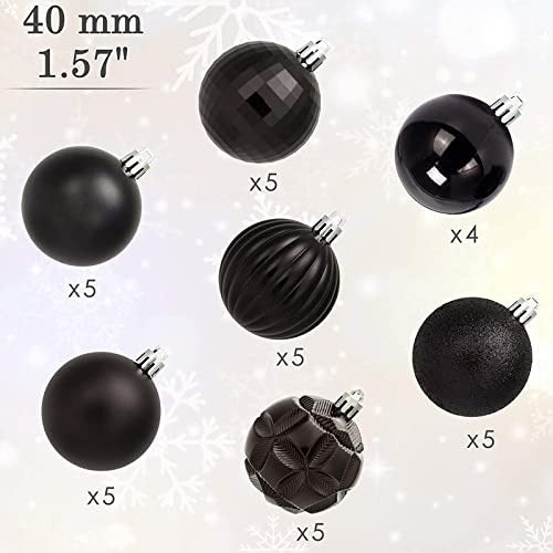 AMS 34ct Christmas Ball Mini Ornaments Party Decorations Shatterproof - Black 1
