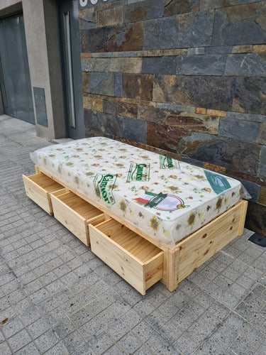 Single Bed Box with Pine Wood Drawers 4