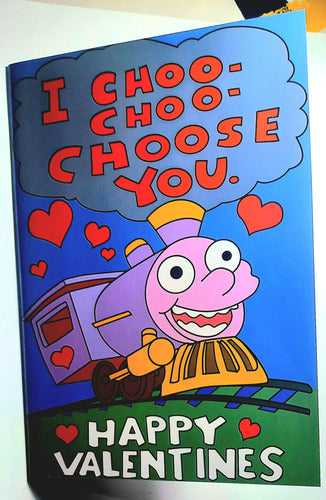 Tarjeta Impresa Maquinita Choo Choo Simpsons - San Valentín 1