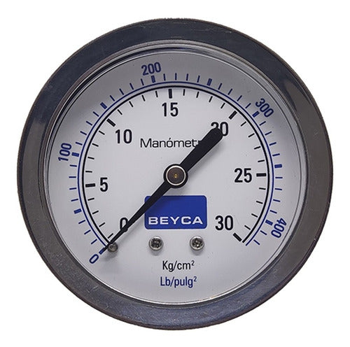 Beyca Manometer 30 Kg 63mm 1/4 Inch Rear Connection for Gas, Air, and Water 0