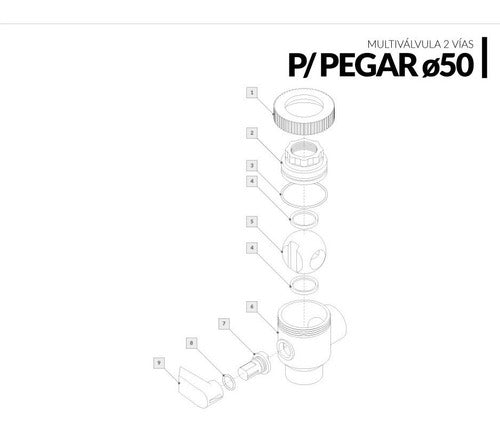 Multiválvula 2 Vías Para Pegar 50mm Vulcano 1