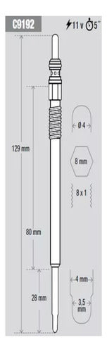 Bujia Calentadora Kessel Para Citroen C3 Peugeot 207 1.4 Hdi 2