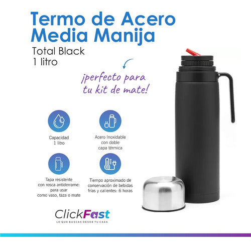 Click Fast Complete Thermal Set - Mate Kit with Thermos, Bombilla, Yerbera, and Azucarera 7