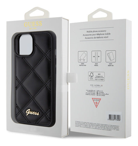 Funda Para iPhone 15 De Guess Capitoneado Negro 7