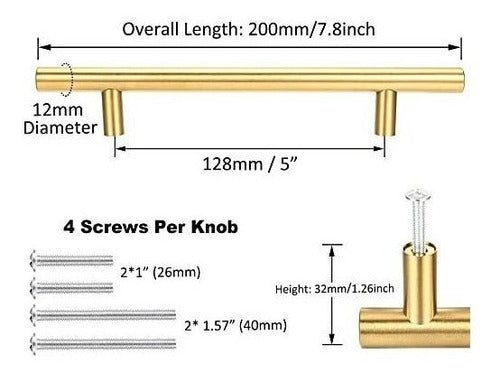 Lpraer Tiradores De Armario Acero Inoxidable Dorados 128 Mm Pack 15 2