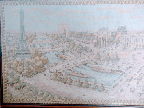 Antiguo Gobelino Ciudad De Paris Enmarcado. 3