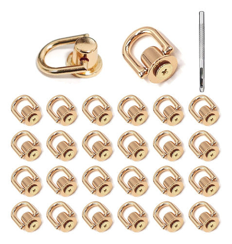 Inknote D Ring Stud Screw Ball Post Head Buttons 24 Pcs for Wallets - Gold 0