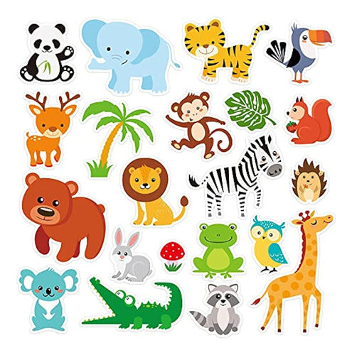 Tovxj 20 Pcs Jungle Animals Thick Gel Clings Winter Safari Window 0