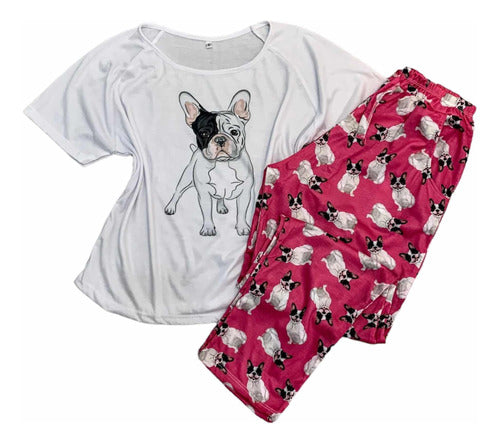 Oh Regalos Pijama Frenchie Rosado Pantalon + Remera Manga Corta 0