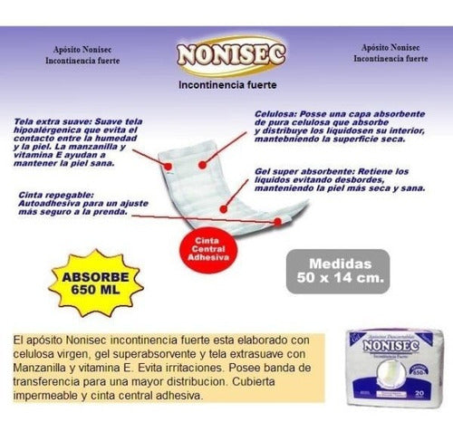 Nonisec Strong Absorbent Pads for Adults X 60 Units 1