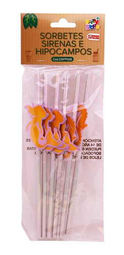 Iridescent Mermaids Poly Paper Straws x6 - City Party Supplies 4