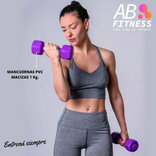 AB Fitness Hexagonal 1 Kg PVC Dumbbells - The Pair 1