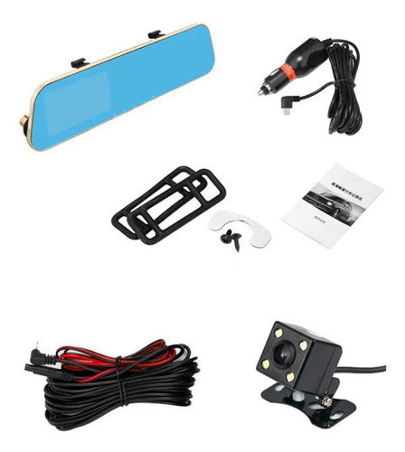 Nhome Auto Rearview Mirror with Front and Rear Camera 7