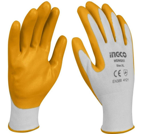 Ingco Nitrile Coated Palm Work Gloves Oil XL HGNG01 -SMF 0