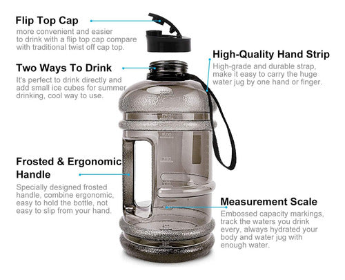 Enine 2.2l Botella Agua Plástico Gran Capacidad  Transporte 1