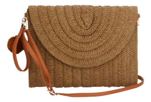 Yyw Straw Clutch, Beach Handbag Clutch for Women Summer Straw Woven Envelope Purse Wallet - Coffee 28x4.3x20cm 0