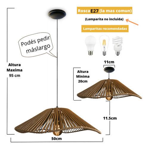 Premium Combo: 2 Wave Pattern Lamps - Jute/Kraft 50cm Each with Electrical Kit 13