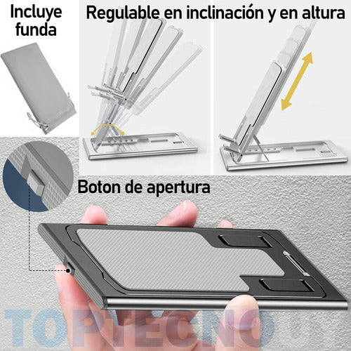 Toptecnouy Foldable Metal Support for Mobile Phone on Desk or Table 2