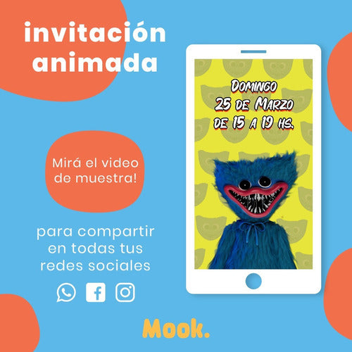 Huggy Wuggy Animated Digital Video Invitation 2